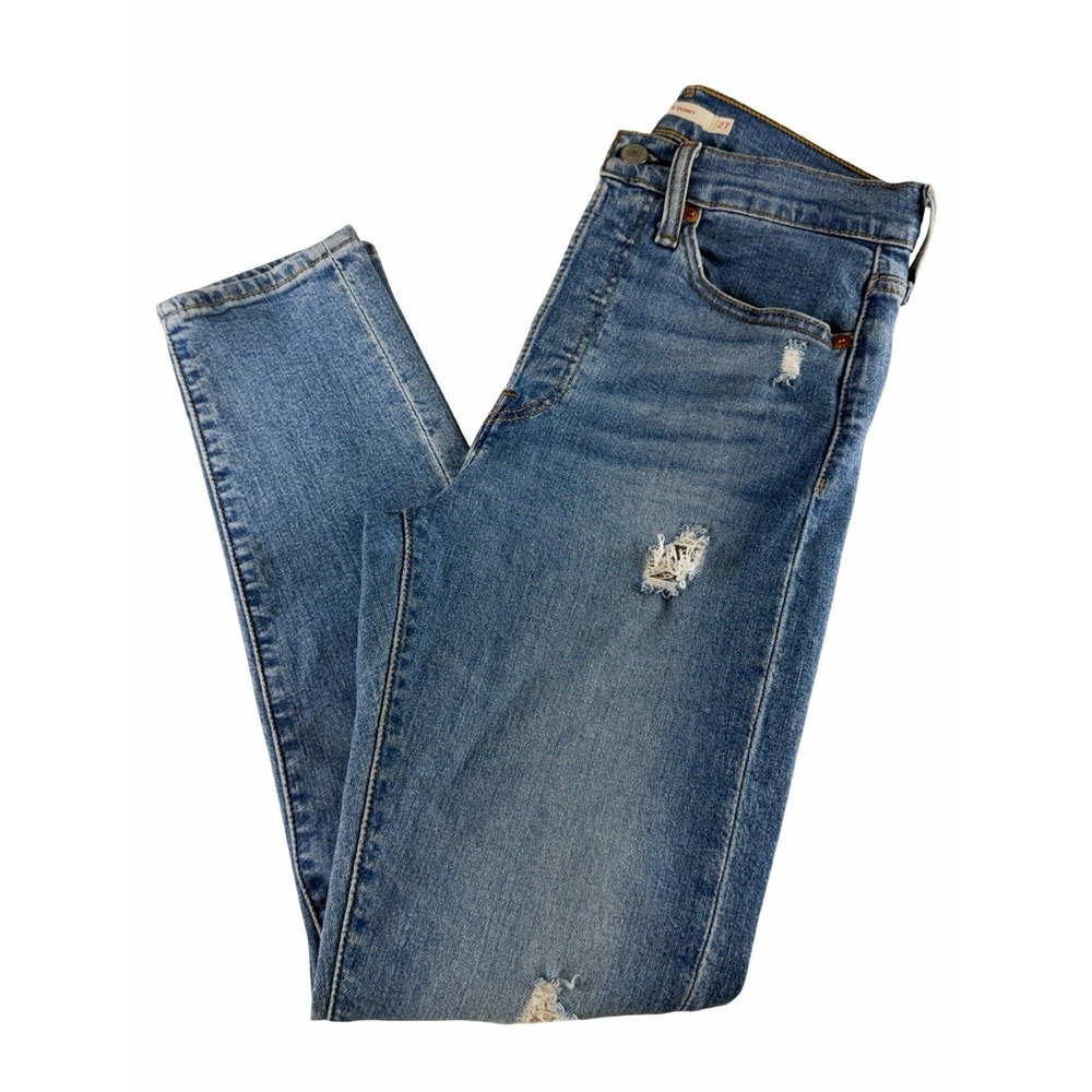 Levi's Wedgie Skinny Jeans Womens 27 High Rise Distressed Light Wash Button Fly - Picture 8 of 11